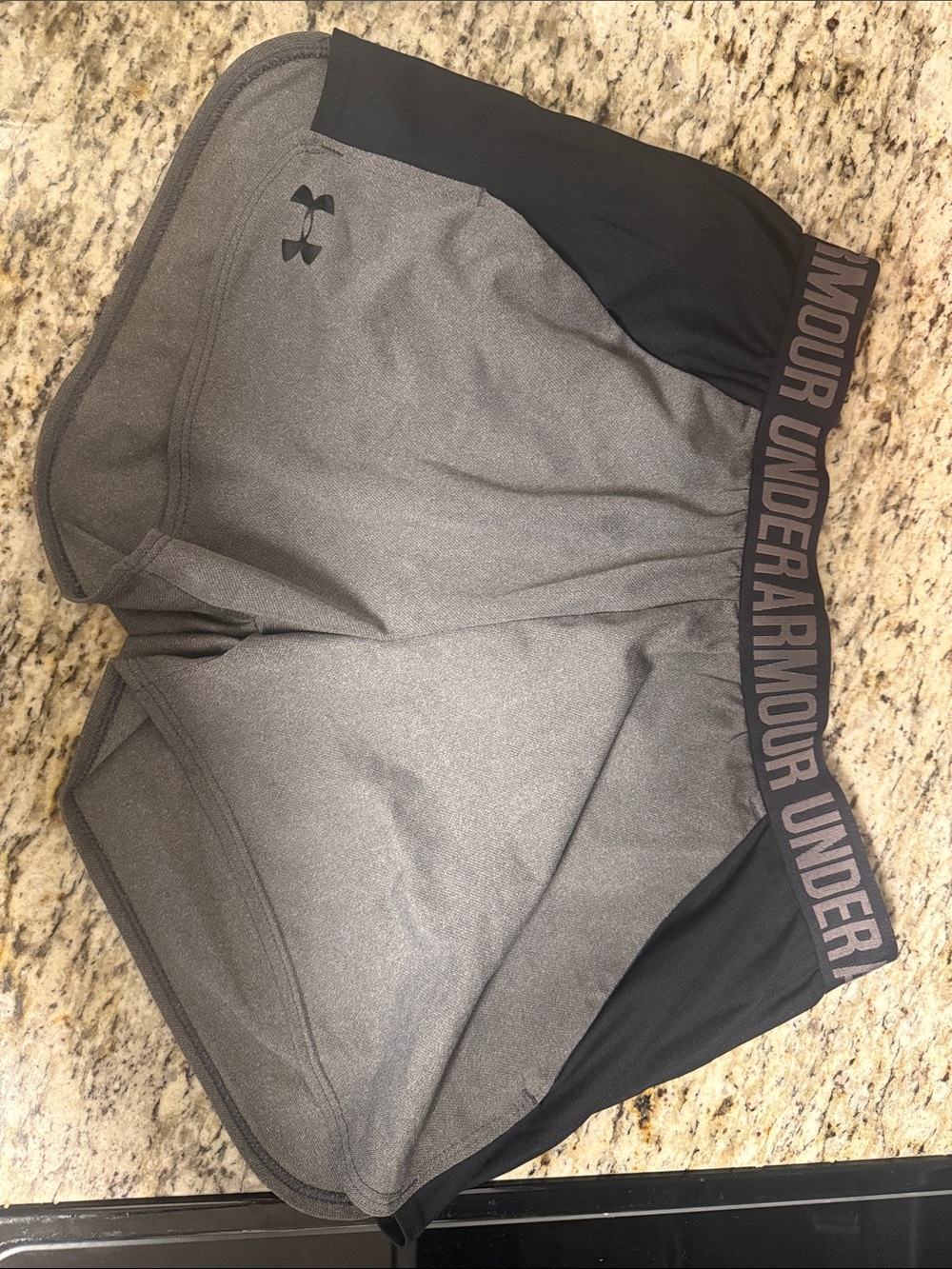Under Armour Grey and Black Women's Performance Shorts with Branded Waistband
